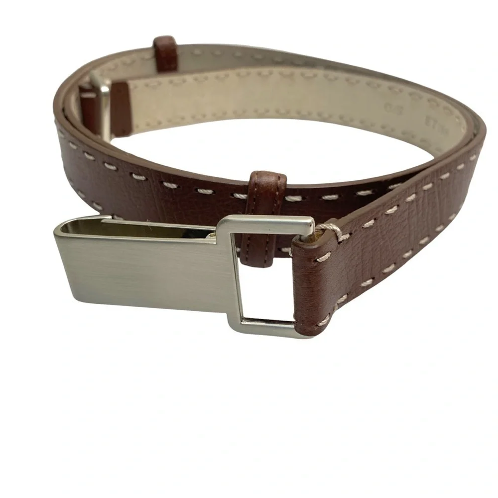 ELLEN TRACY Leather Belt Brown One Size